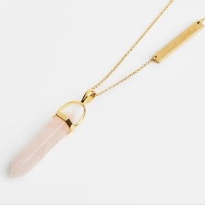 Rose Quartz & Yellow Gold Mineral Necklace